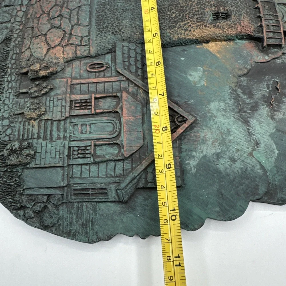 Vintage Welcome Lighthouse Wall Plaque Nautical Coastal Resin Verdigris Decor